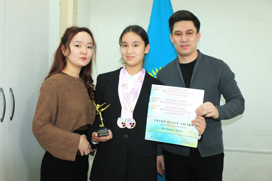 Катар мемлекетінің астанасы Доха қаласында көркем гимнастикадан өткен халықаралық сайыстың жеңімпаздары Бекжанқызы Айзере мен Иманғали Айгерім